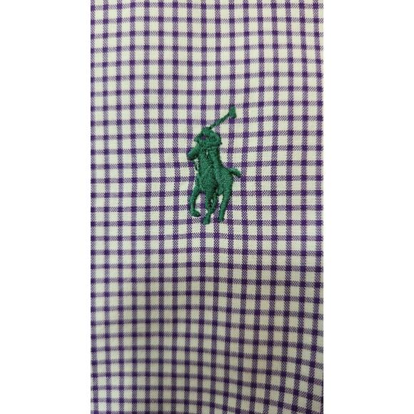 Ralph Lauren Men’s Classic Fit Purple Gingham Long Sleeve Shirt Size 16 34/35 - Picture 9 of 12